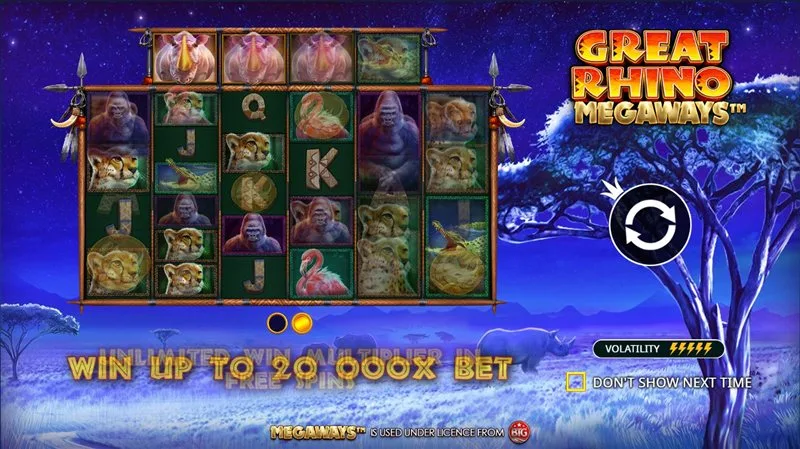 Great Rhino Megaways base game – Megaways reels
